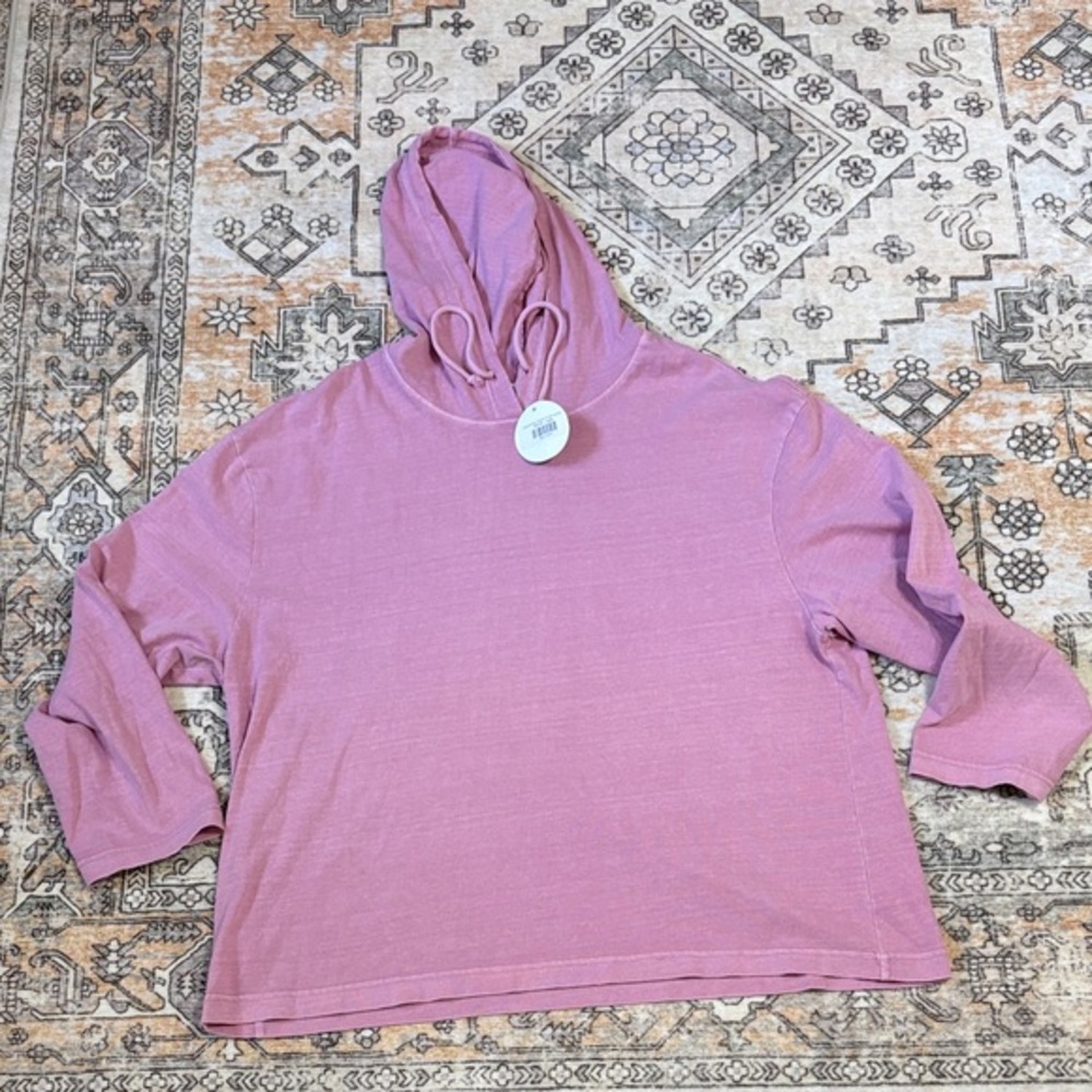 NWT DOUBLE ZERO L Rose Pink Brenna Oversized Long sleeve lightweight hoodie
